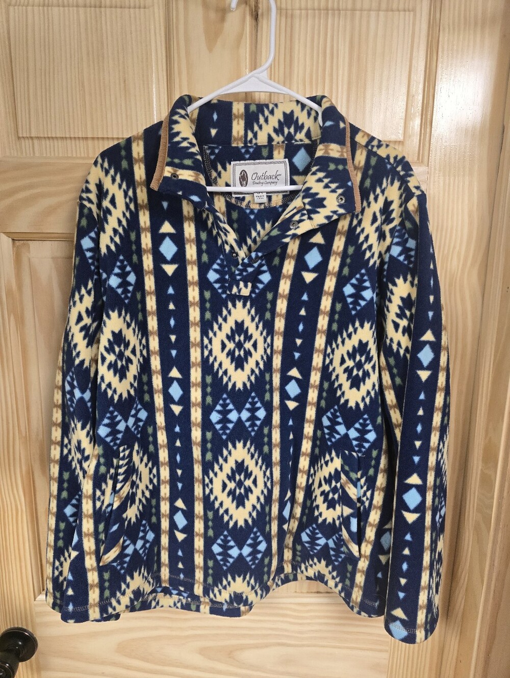 Outback Trading Company Navajo-Style Fleece Pullover - Navy & Yellow